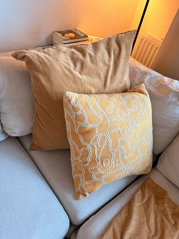 Okergele Kussens & Plaid Set - Ikea, Huis en Inrichting, Woonaccessoires | Kussens, Gebruikt, Geel, Vierkant, Ophalen of Verzenden