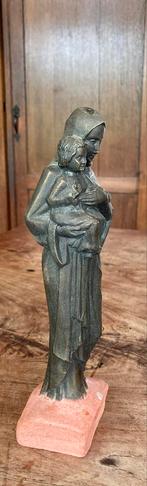 Mooi koperen of bronzen mariabeeld op terracotta voet, Ophalen of Verzenden
