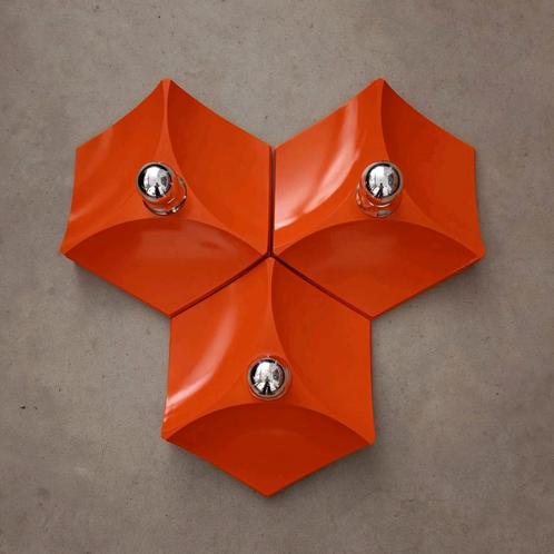 Hexagon Space Age Wandlampen Hoffmeister Leuchten 1970's, Huis en Inrichting, Lampen | Wandlampen, Gebruikt, Kunststof, Ophalen of Verzenden