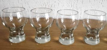 Vintage kristal cocktail glazen massieve voet met luchtbel  beschikbaar voor biedingen