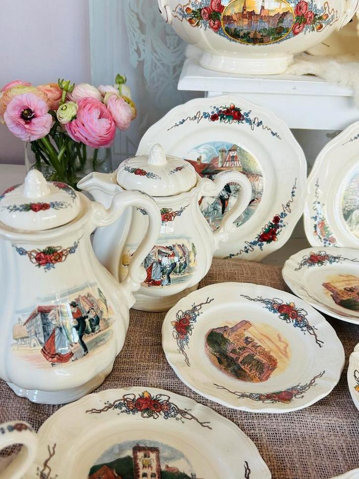 Antiek Sarreguemines Obernai Servies, Antiek en Kunst, Antiek | Servies compleet, Ophalen