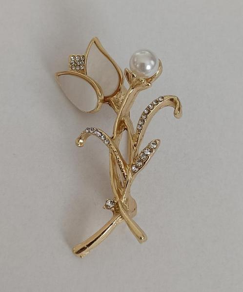 Tulp broche, Sieraden, Tassen en Uiterlijk, Broches, Nieuw, Overige materialen, Overige kleuren, 4 tot 7 cm, Met strass, Ophalen of Verzenden