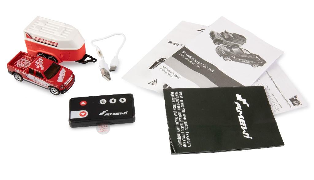 Amewi RC Pick-Up Die Cast with Horse Trailer 1/64 RTR red, Elektro, Auto offroad, Nieuw, Ophalen of Verzenden