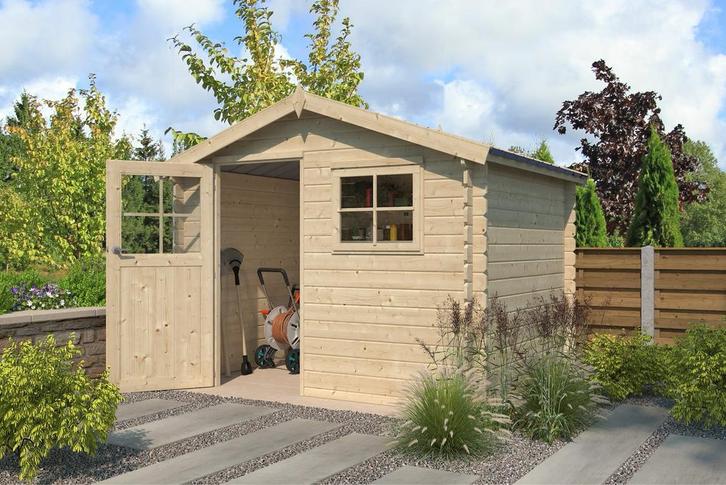 Blokhut Salzburg 295x238cm | Nu extra korting op de montage!, Tuin en Terras, Palen, Balken en Planken, Zo goed als nieuw, Planken