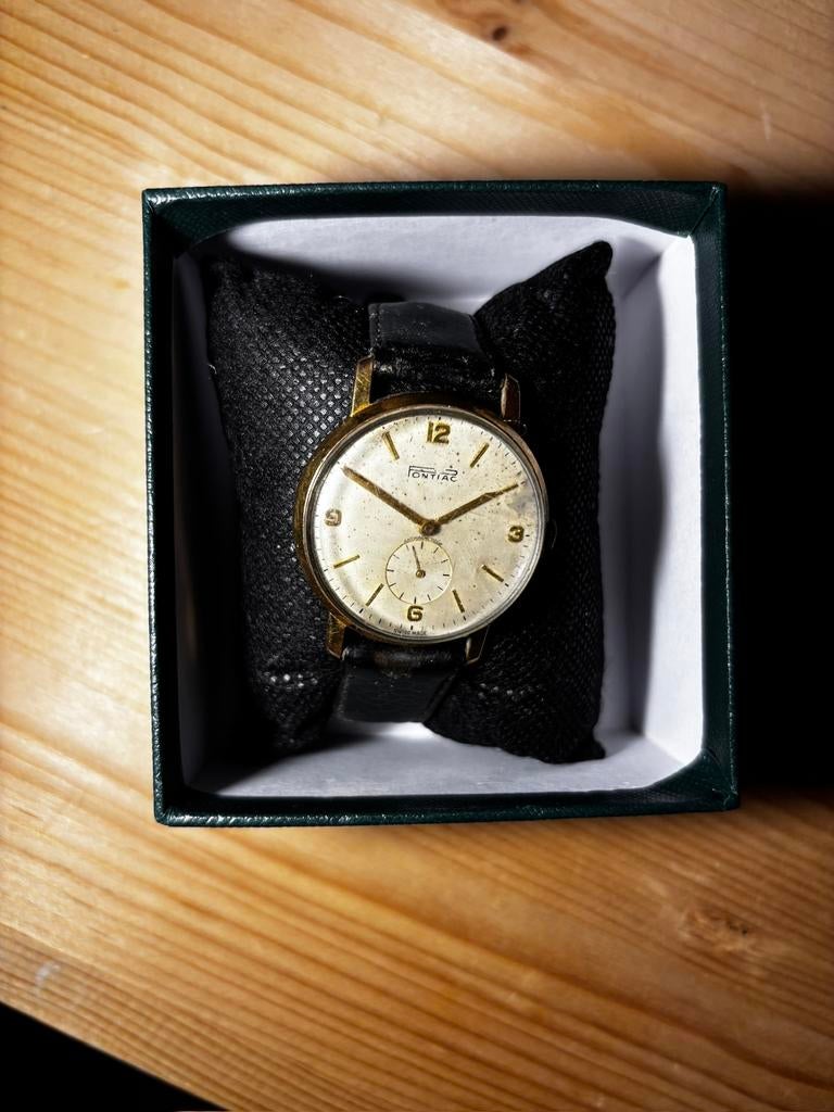 VINTAGE PONTIAC HERENHORLOGE, Ophalen of Verzenden, Zo goed als nieuw, Zwart