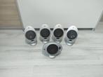 KEF surround speakers 5x "eitjes" met subwoofer, Zo goed als nieuw, 60 tot 120 watt, Complete surroundset, Ophalen