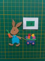 N3 Stansjes paashaas met karretje met eieren, Hobby en Vrije tijd, Ophalen of Verzenden, Nieuw, Overige thema's, Overige typen