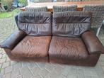 Bruine leren tweezitsbank vintage buffelleer, comfortabel, Gebruikt, Klassiek, 150 tot 200 cm, Tweepersoons