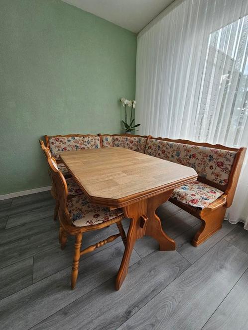 Duitse / oosterse eethoek eettafel, eetbank en stoelen, Huis en Inrichting, Complete eetkamers, Zo goed als nieuw, Ophalen