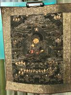 Prachtige Mahakala thangka met brokade rand. Tibet, Ophalen of Verzenden