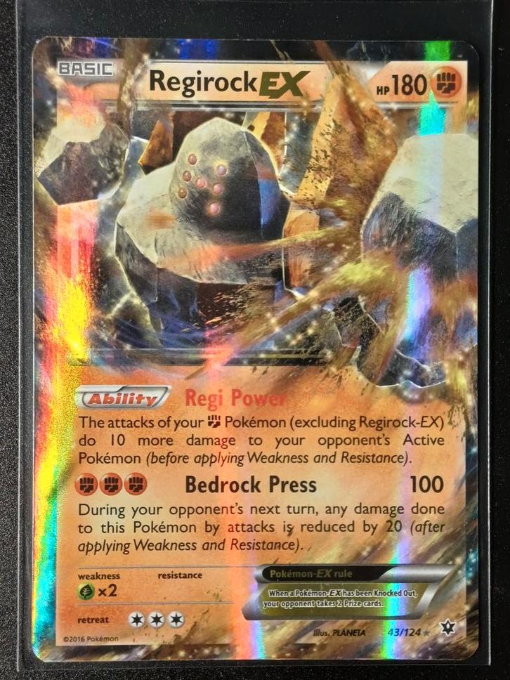 Regirock EX 43/124 - Fates Collide Pokémonkaart, Hobby en Vrije tijd, Verzamelkaartspellen | Pokémon, Zo goed als nieuw, Losse kaart