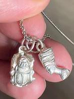 Zilveren vintageketting met 2 hangers nefertiti en scarabee, Sieraden, Tassen en Uiterlijk, Kettinghangers, Ophalen of Verzenden
