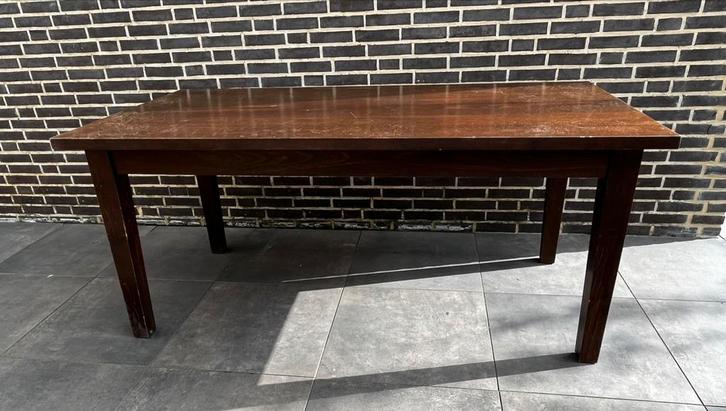 Stevige tafel met massief onderstel, Huis en Inrichting, Tafels | Sidetables, Gebruikt, 75 cm of meer, 150 tot 200 cm, Rechthoekig