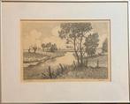 Peter Cox - Ets - Rivierenlandschap, Antiek en Kunst, Kunst | Etsen en Gravures, Ophalen of Verzenden