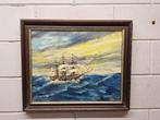 Zeegezicht met een Driemaster, Antiek en Kunst, Kunst | Schilderijen | Klassiek, Ophalen of Verzenden