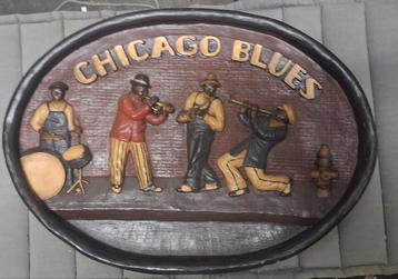 Vintage Wandbord Chicago Blues 67x50 cm beschikbaar voor biedingen