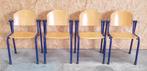 28 x Marko schoolstoelen kantine stoelen hout metaal bistro, Blauw, Ophalen of Verzenden, Zo goed als nieuw, Vijf, Zes of meer stoelen
