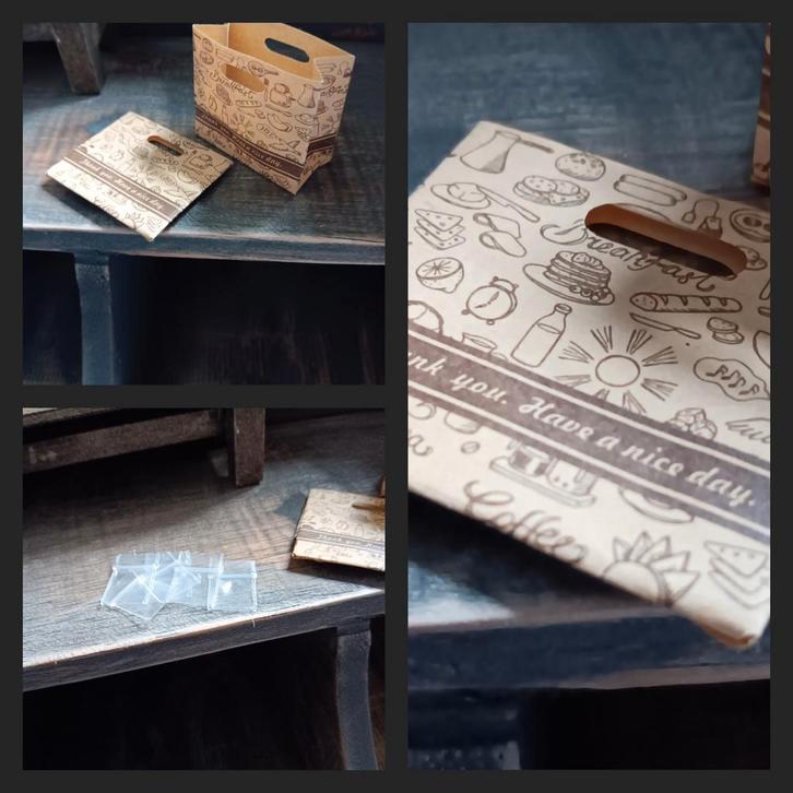 Papieren zak / tas & diepvrieszakjes miniatuur poppenhuis, Verzamelen, Poppenhuizen en Toebehoren, Nieuw, Poppenhuis, Ophalen