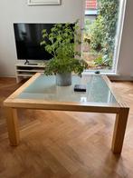 Salontafel vierkant glas hout, Ophalen, Gebruikt, 50 tot 100 cm, Vierkant