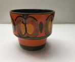 Vintage jaren 70 bloempot aardewerk. Oranje motief, Ophalen, Huis en Inrichting