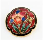 Prachtige cloisonné broche orchidee en vlinder (7486-4143), Ophalen, Zo goed als nieuw, Overige kleuren, Overige materialen