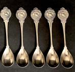 roode pelikaan pelican rouge verzilverde koffie thee lepels, Antiek en Kunst, Ophalen of Verzenden