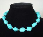 Ketting van grote kralen van turquoise natuursteen, Info.adorabeads@gmail.com, Adorabeads, Blauw, Nieuw