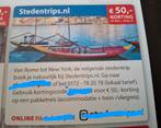 Stedentrips nl €50 korting op reis + verblijf, Tickets en Kaartjes, Kortingen en Cadeaubonnen, Drie personen of meer, Kortingsbon