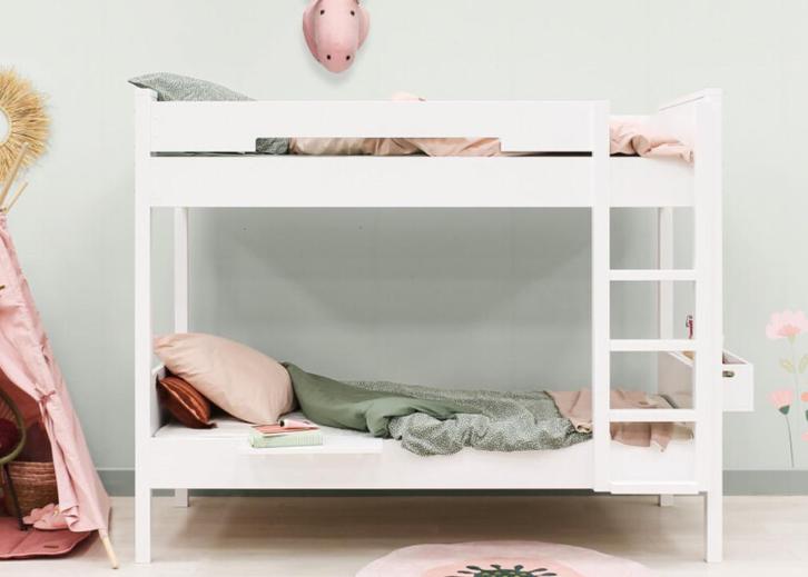 Stapelbed bopita Seppe wit 90x200, Kinderen en Baby's, Kinderkamer | Stapelbedden en Hoogslapers, Zo goed als nieuw, Stapelbed