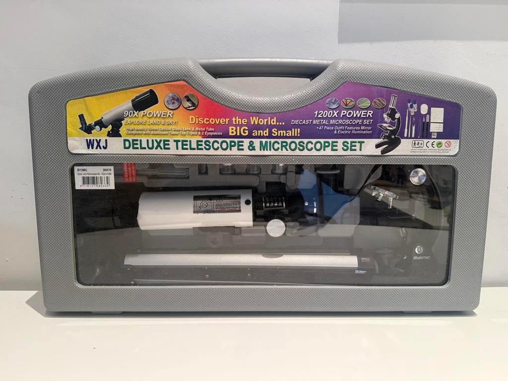 Telescoop & Microscoop Set voor Beginners - Compleet, Lenzentelescoop (refractor), Met statief, Ophalen of Verzenden, Zo goed als nieuw