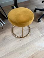 Gele Poef met Gouden Onderstel, Huis en Inrichting, Krukjes, Ophalen, Zo goed als nieuw, Overige materialen