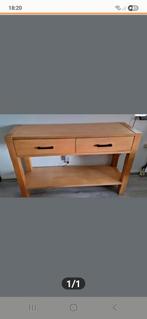 Mooie zwaar houten Sidetafel Met 2 lade s, Huis en Inrichting, Tafels | Sidetables, Ophalen of Verzenden, Zo goed als nieuw, 25 tot 50 cm