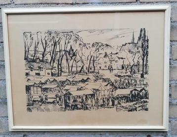 Jean Nies Eindhoven. F. v. Eedenplein, Markt 1955. Litho.