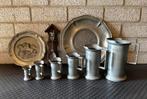 Tinnen maatbekers en wandborden., Antiek en Kunst, Antiek | Tin, Ophalen of Verzenden
