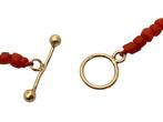 Antiek bloedkoraal collier met gouden kapittelslot, L 49 cm, Sieraden, Tassen en Uiterlijk, Antieke sieraden, Verzenden, Goud
