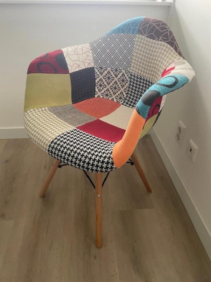 Patchwork stoel design Home deco factory, Huis en Inrichting, Stoelen, Zo goed als nieuw, Eén, Stof, Overige kleuren, Ophalen