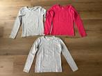 Basic shirts lange mouw maat 128 / 134 / 140 grijs roze, Ophalen, Zo goed als nieuw, Meisje, Shirt of Longsleeve