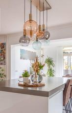 Sfeervolle hanglamp met 7 glas bollen, Huis en Inrichting, Lampen | Hanglampen, Ophalen, Zo goed als nieuw, Glas