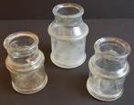 3 inktpotjes of plaksel potjes? - glas - Adv S 099, Antiek en Kunst, Ophalen of Verzenden