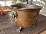 Koperen Plantenpot met Leeuwenkoppen, Ophalen of Verzenden, Brons