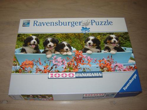 Puzzel Ravensburger Panorama BERNESE MONTAIN DOGS 1000 st., Hobby en Vrije tijd, Denksport en Puzzels, Zo goed als nieuw, Legpuzzel