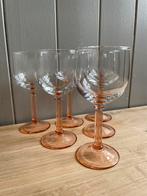 Vintage Luminarc wijnglazen klein roze ribbelvoet France 80s, Ophalen of Verzenden, Gebruikt, Overige typen