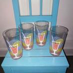 Limonade glazen met zomerse afbeelding 4 stuks, Glas, Overige stijlen, Glas of Glazen, Gebruikt