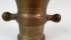 Antieke Vijzel en stamper, messing, met knop oren. 5A3, Antiek en Kunst, Ophalen of Verzenden