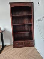 Teak Boekenkast Koloniaal - 93,5x182x37 cm, Gebruikt, Koloniaal, Teakhout, Met lade(s)