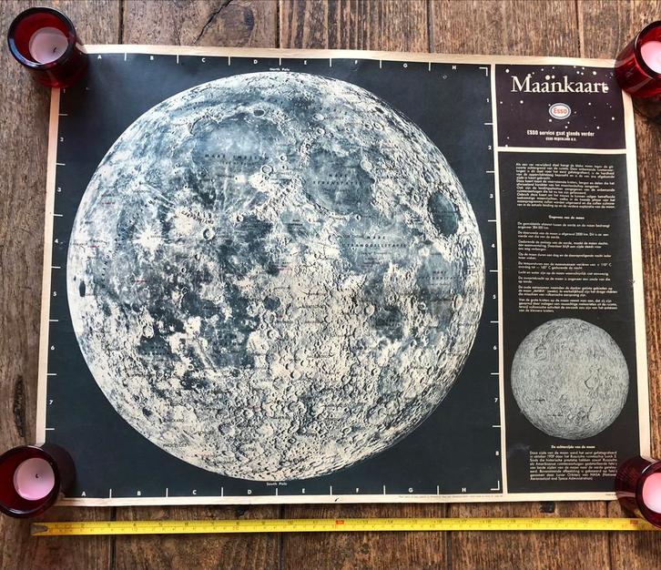 Maankaart van de Maan jaren 60, Boeken, Atlassen en Landkaarten, Gelezen, Landkaart, Overige gebieden, 1800 tot 2000, Ophalen