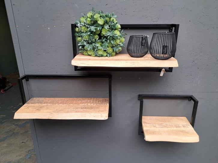 Wandplank Wandrek NIEUW Hout Metaal Industrieel Landelijk, Huis en Inrichting, Woonaccessoires | Wandplanken en Boekenplanken