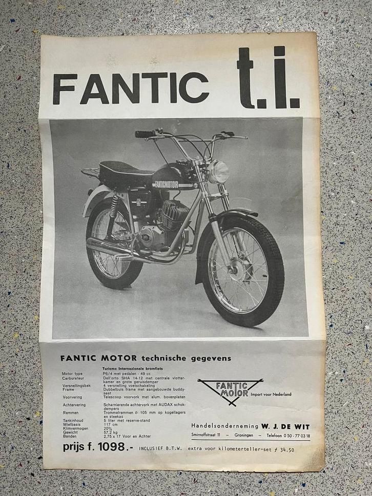 Originele Folder / Flyer Fantic t.i. Motor / Bromfiets, Fietsen en Brommers, Handleidingen en Instructieboekjes, Zo goed als nieuw
