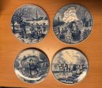 Set van 4 Delfts Blauwe wandbordjes – 19 cm – handwerk, Ophalen of Verzenden