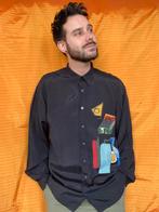 Vintage Jaren 90 shirt / overhemd - zwart - 39/40/M, Gedragen, Ophalen of Verzenden, Halswijdte 39/40 (M), Vintage
